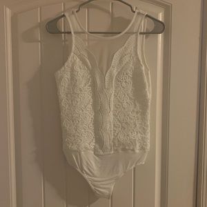 Lulus white lace bodysuit
